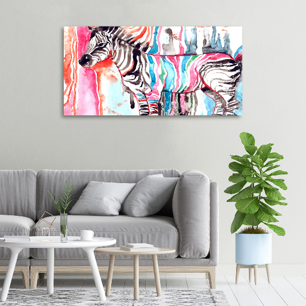 Foto canvas Kleurrijke zebra
