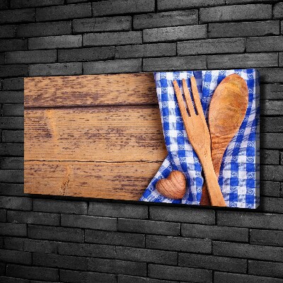 Foto canvas Houten bestek