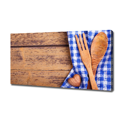 Foto canvas Houten bestek