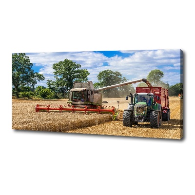 Canvas foto Maaidorser en tractor
