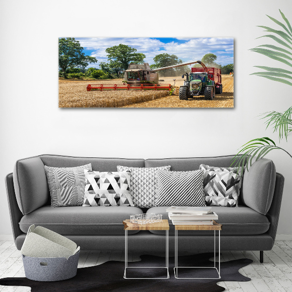 Canvas foto Maaidorser en tractor