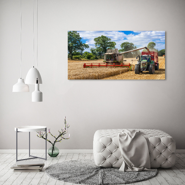 Canvas foto Maaidorser en tractor