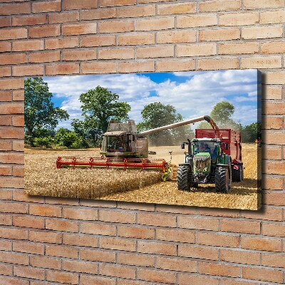 Canvas foto Maaidorser en tractor