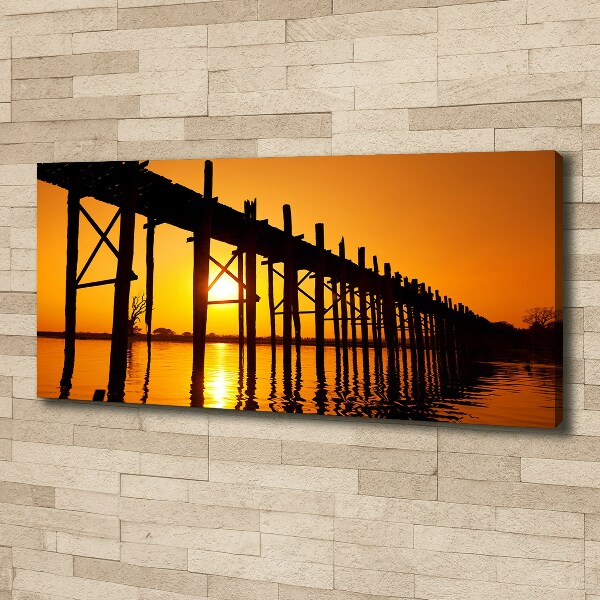 Canvas schilderij Zonsondergangbrug