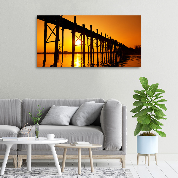 Canvas schilderij Zonsondergangbrug