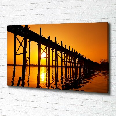 Canvas schilderij Zonsondergangbrug