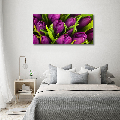 Foto op canvas Paarse tulpen