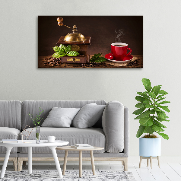 Canvas schilderij Koffie en koffiemolen