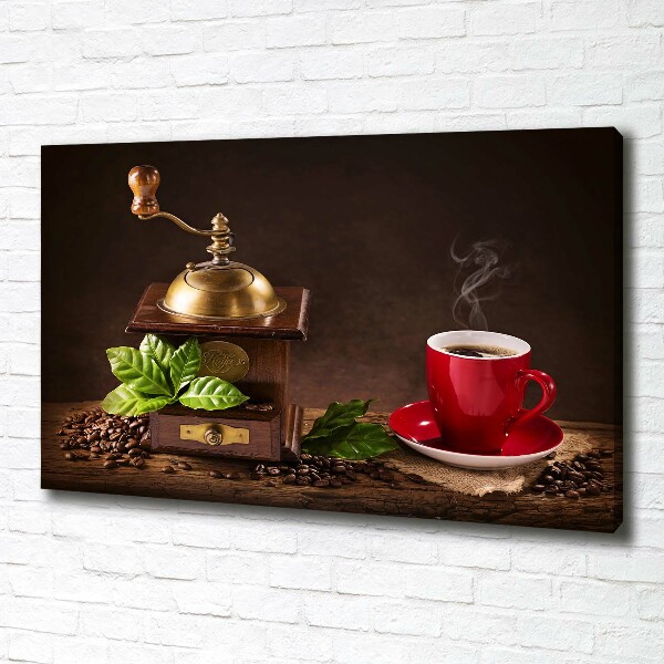 Canvas schilderij Koffie en koffiemolen