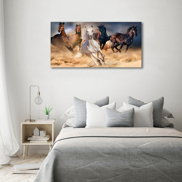 Foto canvas Paarden in galop