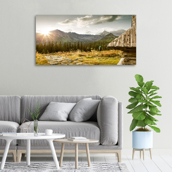 Foto op canvas Huis in de bergen