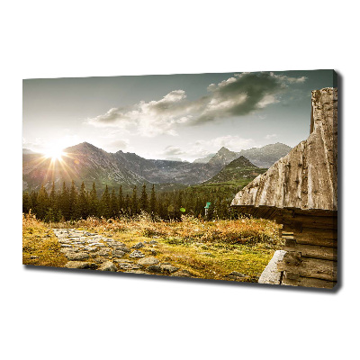 Foto op canvas Huis in de bergen