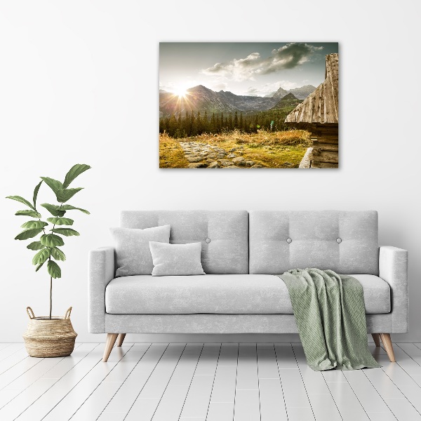 Foto op canvas Huis in de bergen