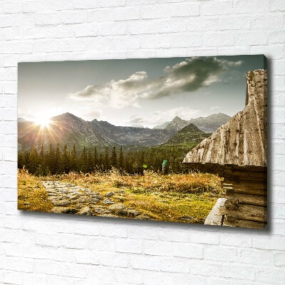 Foto op canvas Huis in de bergen