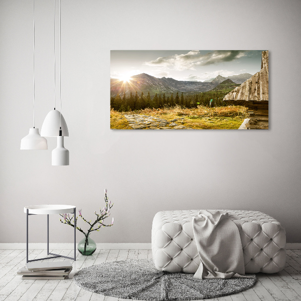 Foto op canvas Huis in de bergen