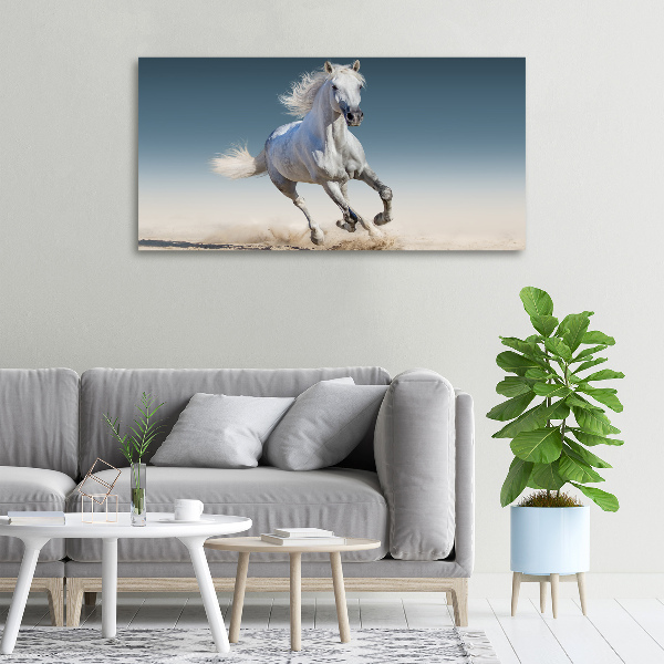 Canvas schilderij Een wit paard in galop