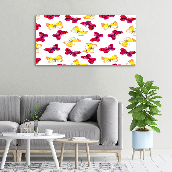 Canvas schilderij Vlinders en bloemen