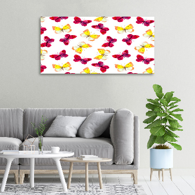 Canvas schilderij Vlinders en bloemen
