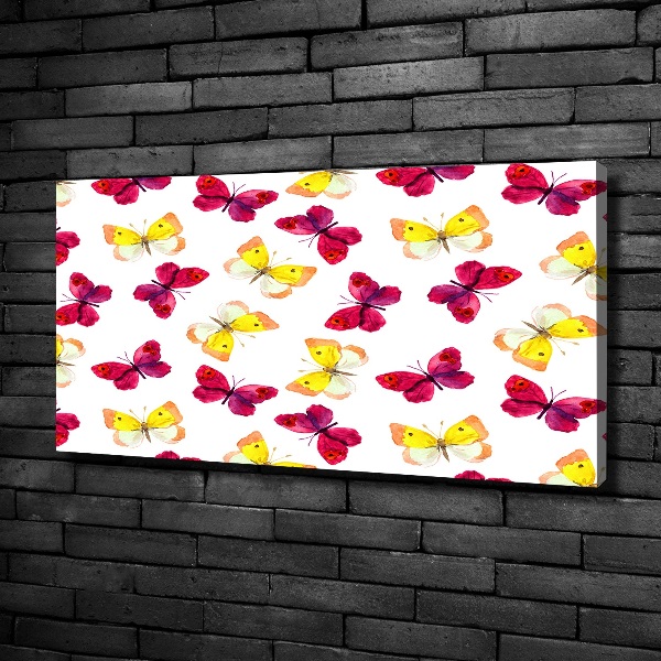 Canvas schilderij Vlinders en bloemen