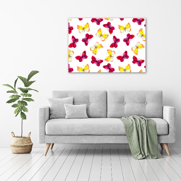 Canvas schilderij Vlinders en bloemen