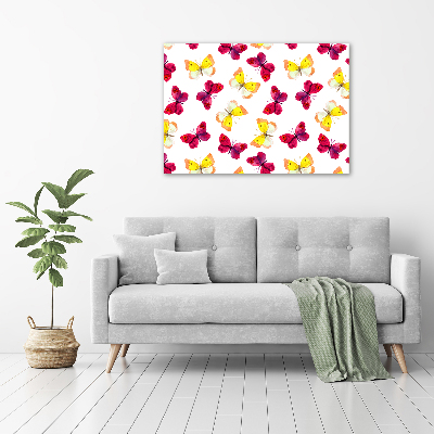Canvas schilderij Vlinders en bloemen