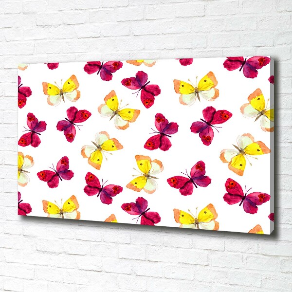 Canvas schilderij Vlinders en bloemen