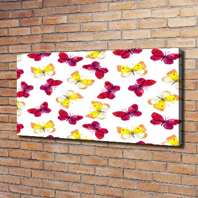 Canvas schilderij Vlinders en bloemen