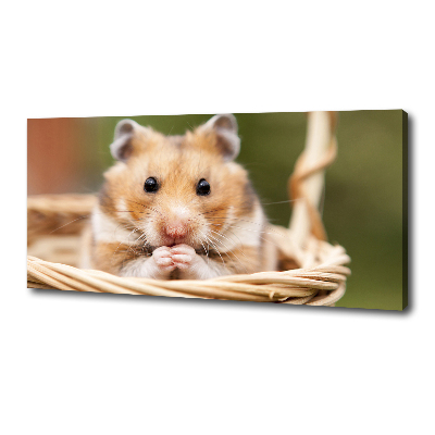 Canvas foto Hamster in een mandje