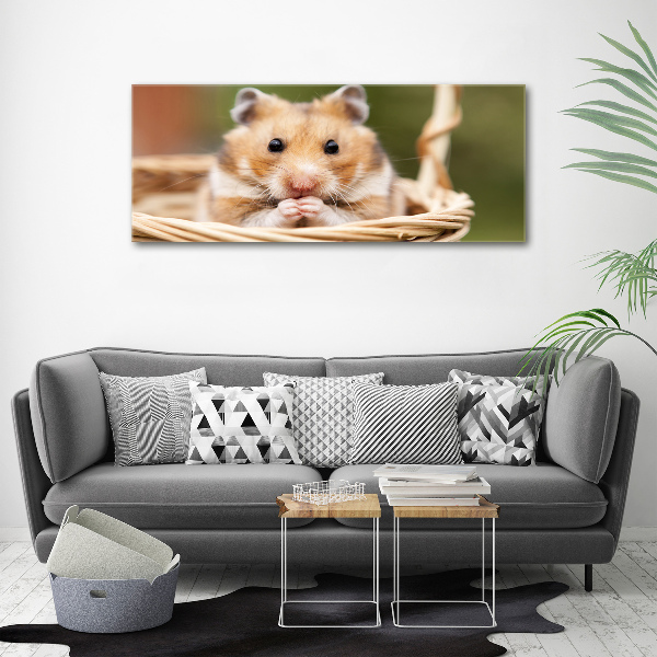 Canvas foto Hamster in een mandje