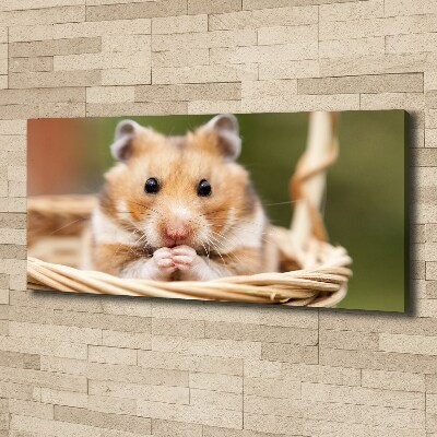 Canvas foto Hamster in een mandje