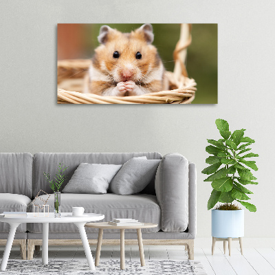 Canvas foto Hamster in een mandje