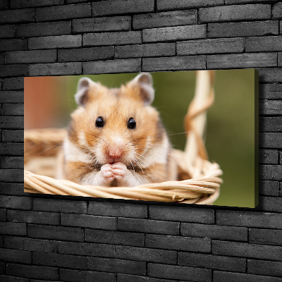 Canvas foto Hamster in een mandje