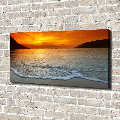 Schilderij op canvas Zonsondergang aan zee
