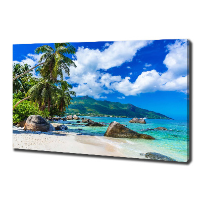 Canvas foto strand op de Seychellen