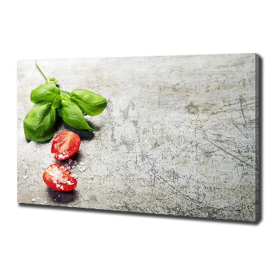 Schilderij op canvas Tomaten en basilicum