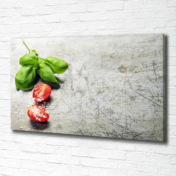 Schilderij op canvas Tomaten en basilicum