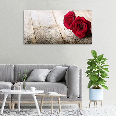 Canvas schilderij Rozen op hout