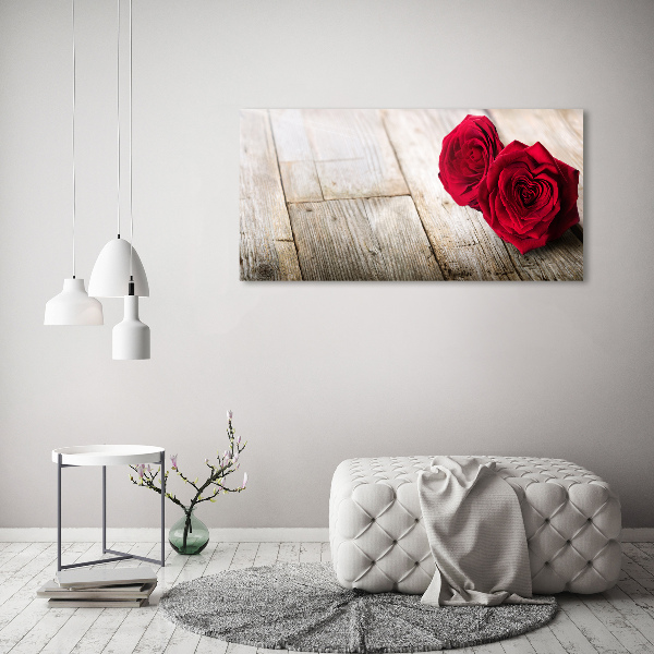 Canvas schilderij Rozen op hout