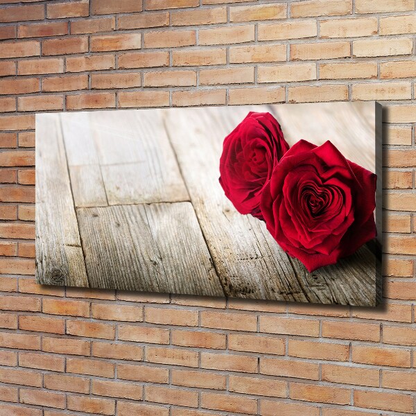 Canvas schilderij Rozen op hout