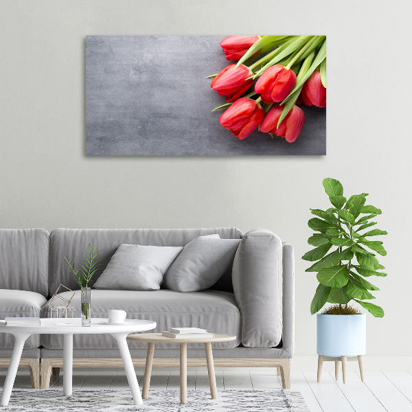 Schilderij op canvas Rode tulpen