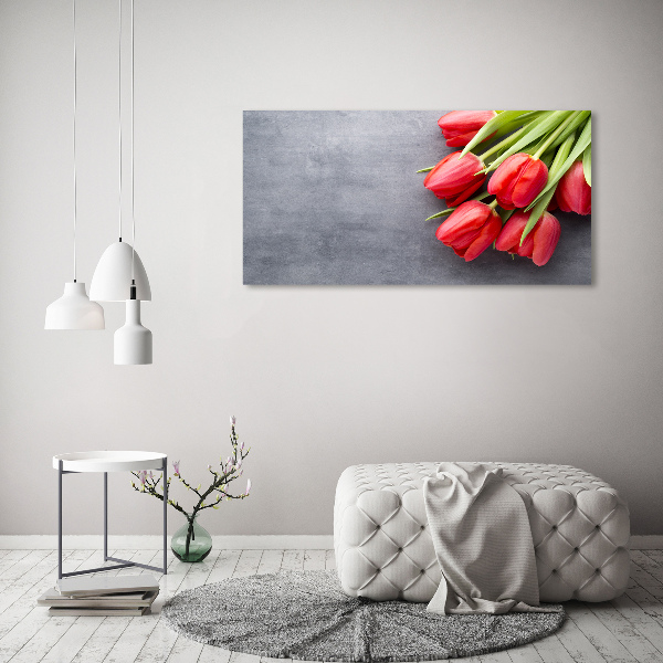 Schilderij op canvas Rode tulpen
