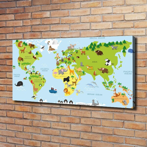 Foto canvas Dierenkaart