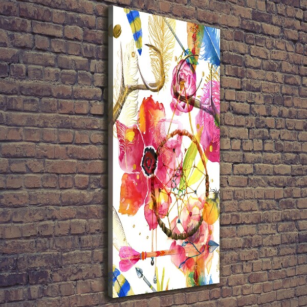 Verticaal schilderij op canvas Bloemen in boho-stijl