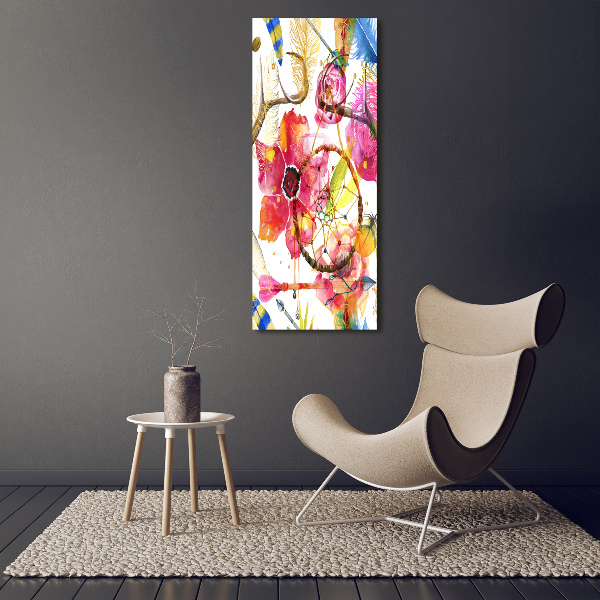 Verticaal schilderij op canvas Bloemen in boho-stijl