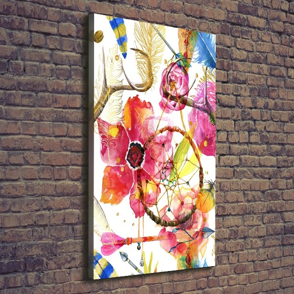 Verticaal schilderij op canvas Bloemen in boho-stijl
