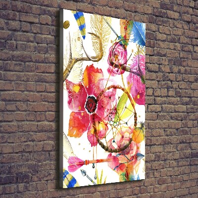 Verticaal schilderij op canvas Bloemen in boho-stijl