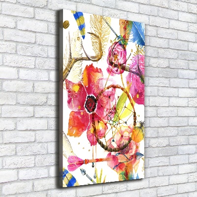 Verticaal schilderij op canvas Bloemen in boho-stijl