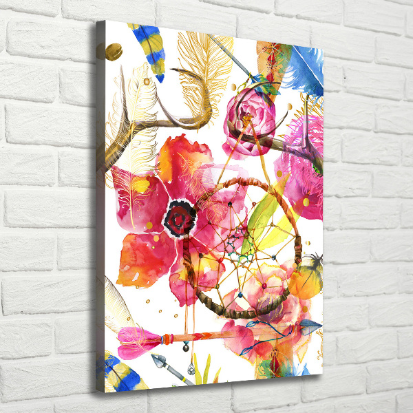Verticaal schilderij op canvas Bloemen in boho-stijl