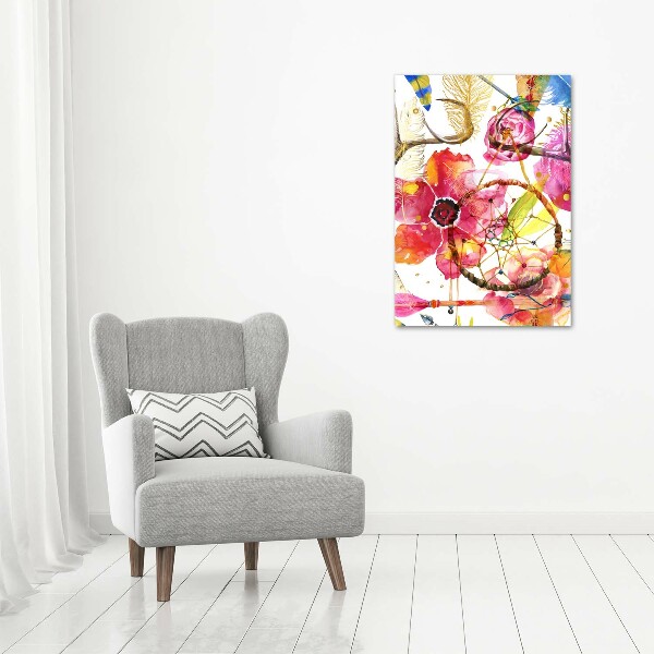 Verticaal schilderij op canvas Bloemen in boho-stijl