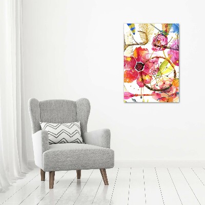 Verticaal schilderij op canvas Bloemen in boho-stijl